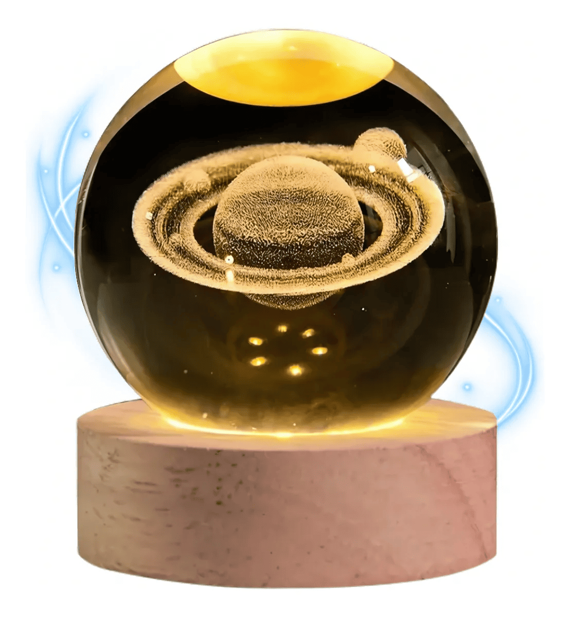 Esfera de Cristal Saturno con Luz LED
