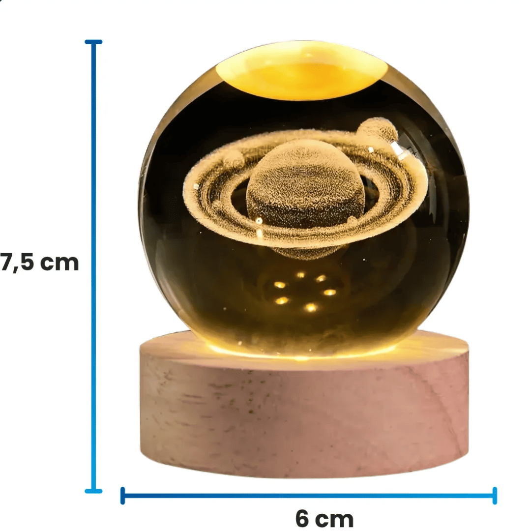 Esfera de Cristal Saturno con Luz LED